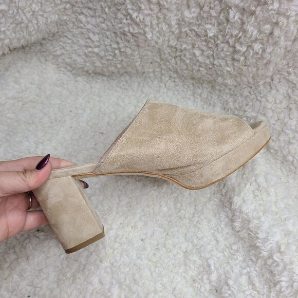 Patricia Green Dylan Chunky Tan Suede Platform Slide Sandals sz 10 - Picture 5 of 10